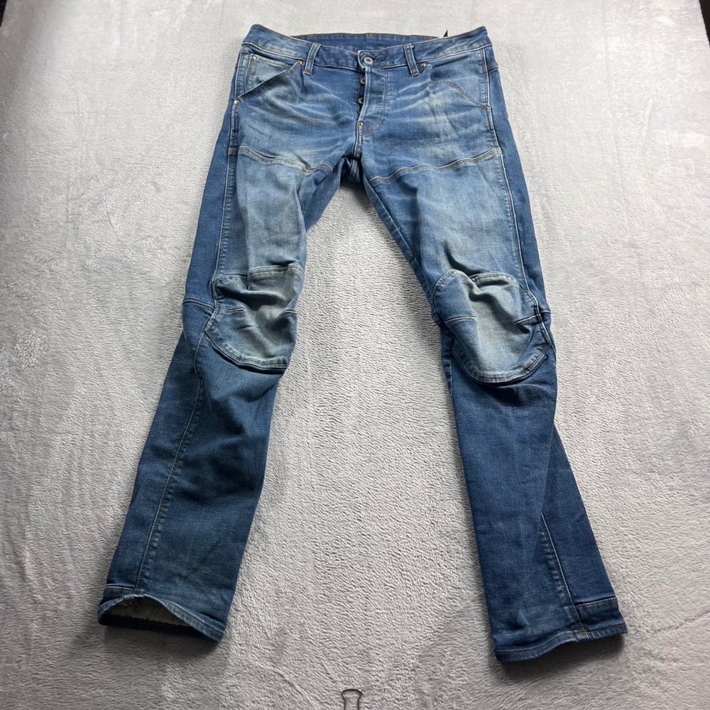 G-Star RAW 5620 3D Slim Elwood Mens Blue‎ Denim Moto Jeans 32x32